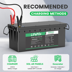 24V 100Ah LiFePO4 Lithium Battery Cycle Deep Built-in BMS for Solar RV Off-grid
