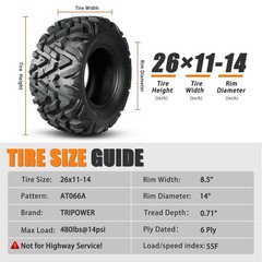 Set of 2 26×11-14 ATV UTV All Terrain Tires 6-Ply Tubeless Mud Sand Off-Road