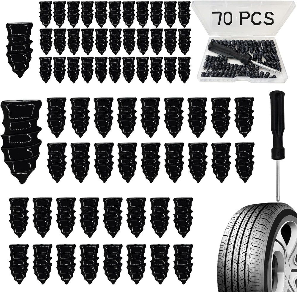70PCS Heavy Duty Tire Plugs – Flat Tire Repair Kit with Vacuum Tool, (35S+35L)
