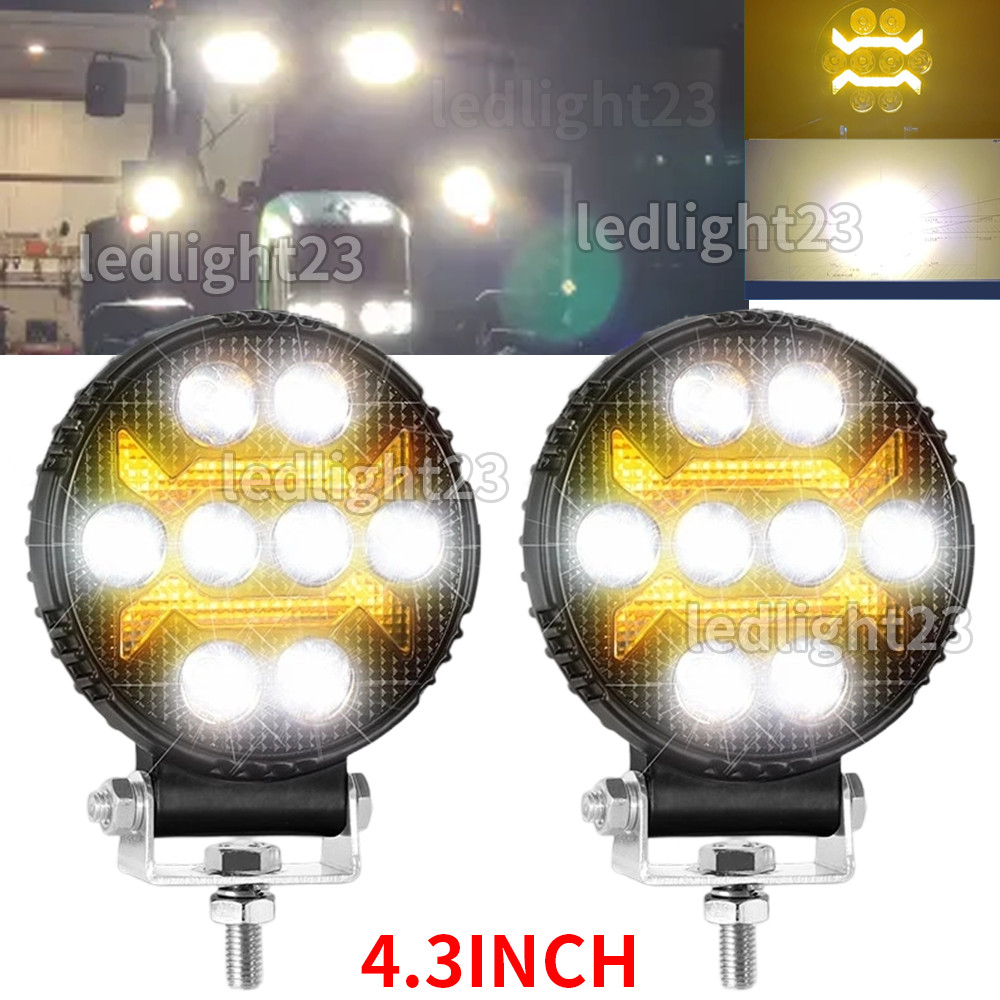 2Pcs 4.3” ROUND LED Work Lights Fits John Deere 2010 2640 3010 3020 4010 4020