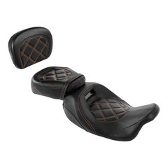Rider Seat Sissy Bar Trunk Pad Brown Stitch 09-20 Touring Road King Street Glide