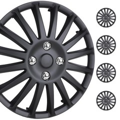 14 Inch Hubcaps Set of 4 Black Matte ABS Universal Rim Cover W5019 for Iron Hub