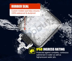 10PCS 180W FLOOD LED Work Lights 12V Boat Camping Square 4inch Bar for 4X4 UTV