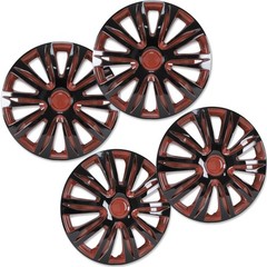 16″ Red Black Lacquer Snap-On Wheel Rim Covers Set of 4 ABS Hubcaps Universal