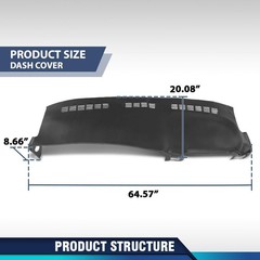 PIT66 TPE Dash Bezel Cover Dashboard, Compatible with Chevy Silverado/GMC Sierra