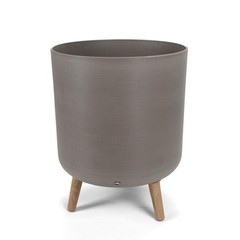 14 Inch Plastic Planter Pot with Stand, Handcrafted Modern Plant Pot, Durable