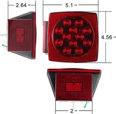Trailer Lights, 2Pcs Square Red Led Rear Combination Tail Ligh Color: Red Lens