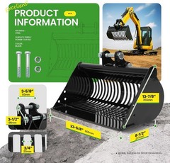 23.6 in/600MM Mud Bucket Mini Excavators Digger Steel Screening Skeleton Bucket
