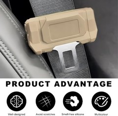 2 PCS Ca Seat Belt Buckle Covers, Anti-Scratch Silicone Auto Sea Color: Beige