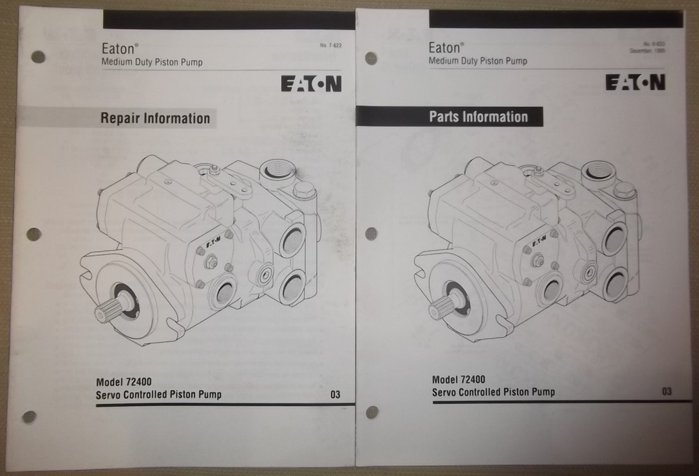 EATON 72400 SERVO CONTROLLED PISTON PUMP REPAIR SERVICE MANUAL & PARTS BOOK