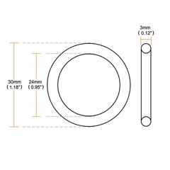 uxcell Nitrile Rubber O-Rings, 30mm OD 24mm ID 3mm Width, x 3mm, Black