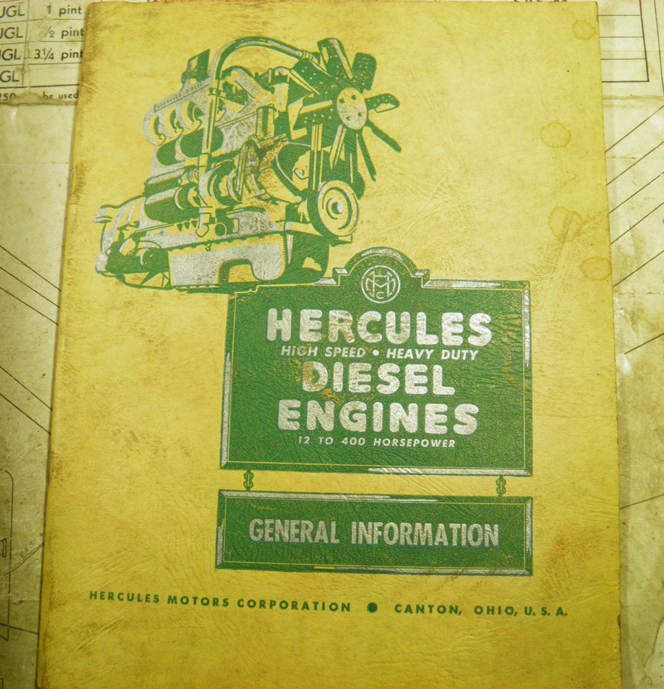 HERCULES DIESEL ENGINE GENERAL INFORMATION BOOK 12-400 HP