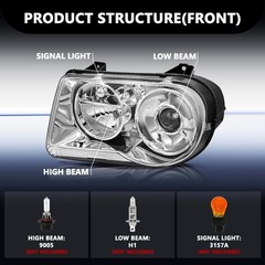 Projector Headlamp Assembly for 300C 2005 2010 Halogen Left Right
