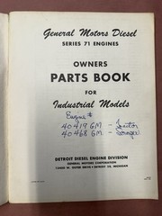 OEM GM General Motors Diesel Owners Parts Book for Industrial Models (Series 71)