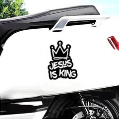 Jesus is King Vinyl Decal Set of 2 with Crown Design, 4.53″x5.91″, for Car Windo