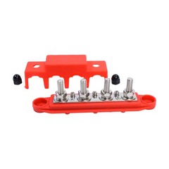 Red & Black 5/16″ 4 Stud Power Distribution Block -BUSBAR- With Cover