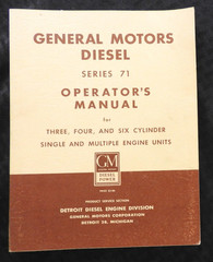 1955 CUMMINS General Motors Series 71 3-4-6 Cyl Diesel Engine Operators Manual