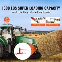 VEVOR 49″ Hay Spear Bale Spears Skid 3-Point Hitch Tractor Attachment 1600lbs
