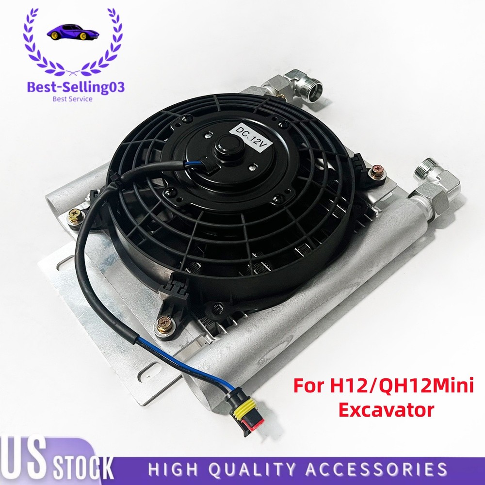 For H12/QH12 Mini Excavator Attachment Radiator Plus Hydraulic Oil Cooler Fan US