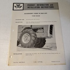 1970 Massey Ferguson Tractor Tow Hook Accessory Codes Product Information