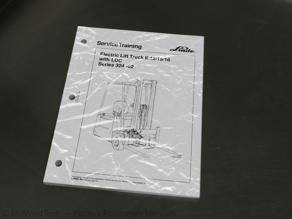 Linde E 12, E15, E16 w/LDC Series 324-02 Electric Forklift Service Manual Book
