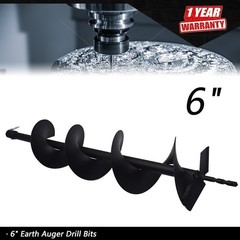 6″ Earth Auger Drill Bits for Gas Powered Post Fence Hole Digger Cast Steel