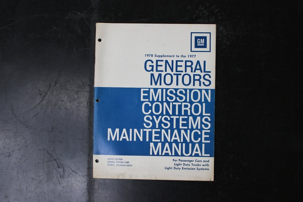 GM General Motors Emission Control Systems Maintenance Manual 1978 Supplement