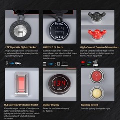 SUNAPEX Smart Battery Box 12V/24V Power Center – Multi Ports & Circuit Breake…