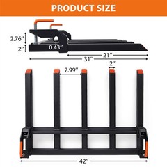 Clamp on Debris Forks to 48″ Bucket 2500 LBS Capacity 5 Fork Heavy Duty Clamp-O