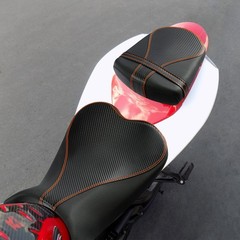 Two Piece Motorcycle Seat Suzuki GSXR600 GSXR750 2006-2007 Black Orange Stitch