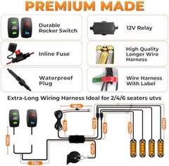YUDE ATV SXS UTV Turn Signal Kit with 110dB Horn,Pre-Wired,Plug and Play | Bl…