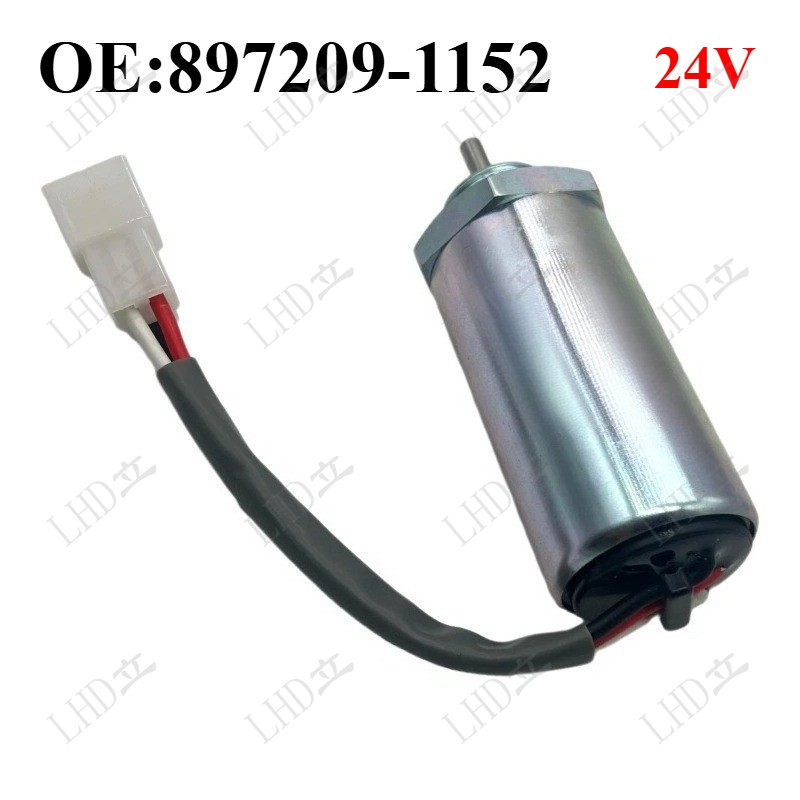 24V Stop Solenoid For Hitachi ZX70-3 ZX75UR-3 ZX85US-3 4LE2 4LE2X 897209-1152-
