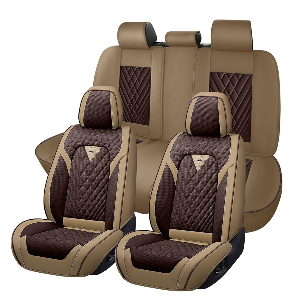 Full Set Truck Seat Cover Ranger 2019-2026 Waterproof Leather Brown Coffee