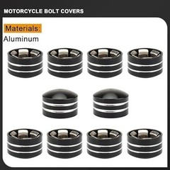 10pcs Motorcycle Bolt Covers Engine Color: Black fit 9.5-12mm BoltSize: Middle