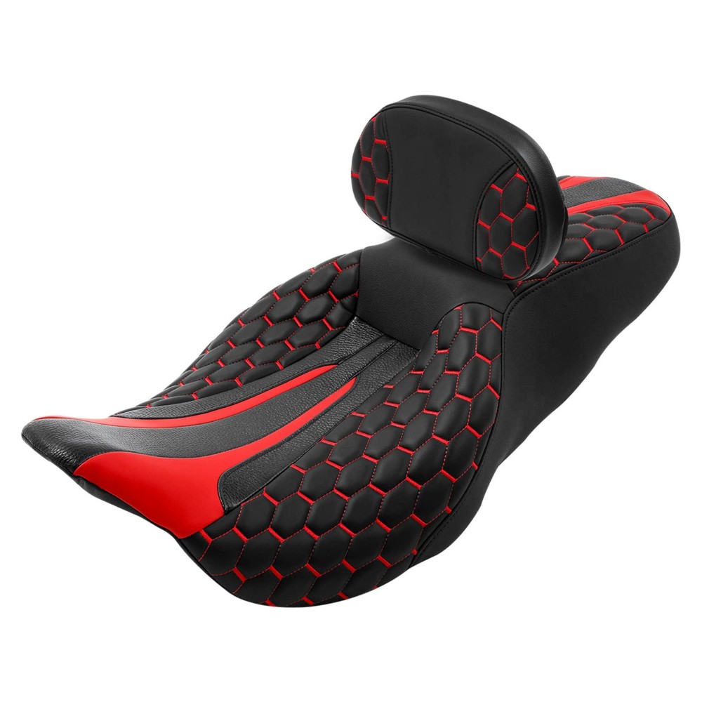 Red Hexagon Scorched Seat Backrest Pad 2014-2023 Touring Road King Street Glide