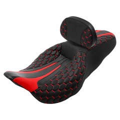 Red Hexagon Scorched Seat Backrest Pad 2014-2023 Touring Road King Street Glide