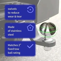 Heavy Duty Stainless Steel Tow Ball Adapter – Converts 2″ Receiver to 2-5/16″ Hi