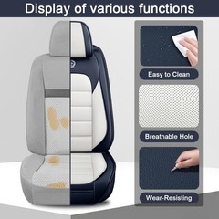 5 Waterproof Leather Seat Covers for MDX 2001-2026 Blue&White Full Set