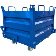 2200lbs Load Self-Dumping Hopper: Manual Forklift-Operated Steel Turnover Box