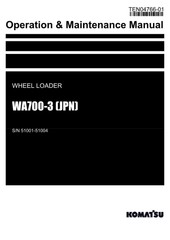 Komatsu WA700-3 JPN Wheel Loader Operators Maintenance Manual SN 51001-51004