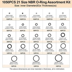 21 Size Rubber O Ring Set,1050 Pcs Black Small O Rings Assortment Kits,Assort…