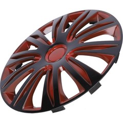 16″ Red Black Lacquer Snap-On Wheel Rim Covers Set of 4 ABS Hubcaps Universal