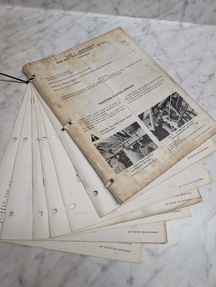 MASSEY FERGUSON MF 750 760 COMBINES SERVICE MANUAL SUPPLEMENTS PARTS