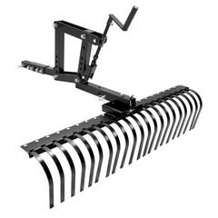 60″ 1 Point Hitch Adjustable Lift Landscape Rake For ATV UTV Gravel Lawn Tractor