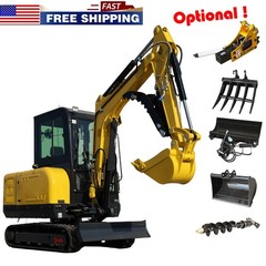 3.5 Ton Kubota 25HP Diesel Mini Excavator Side Swing Boom + Any 2 Attachments