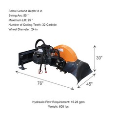 Wolverine Stump Grinder Powerful Skid Steer Swing Attachment 15-26 GPM USA STOCK