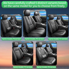 Ford Ranger Car Seat Covers 2007-2026 Waterproof Leather Airbag 2 Front Black