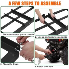 6Ft Heavy Duty Tow Behind Drag Harrow w/6ft Chain Driveway Grader Landscape Rake