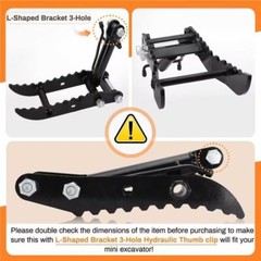 L-Shaped Bracket Hydraulic Thumb Clip For Mini Excavators Attachments 3-Holes