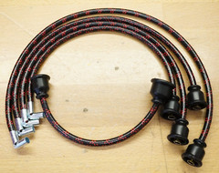 IH Farmall Cub Tractor Black & Red Cloth Covered Copper Core Spark Plug Wire Set